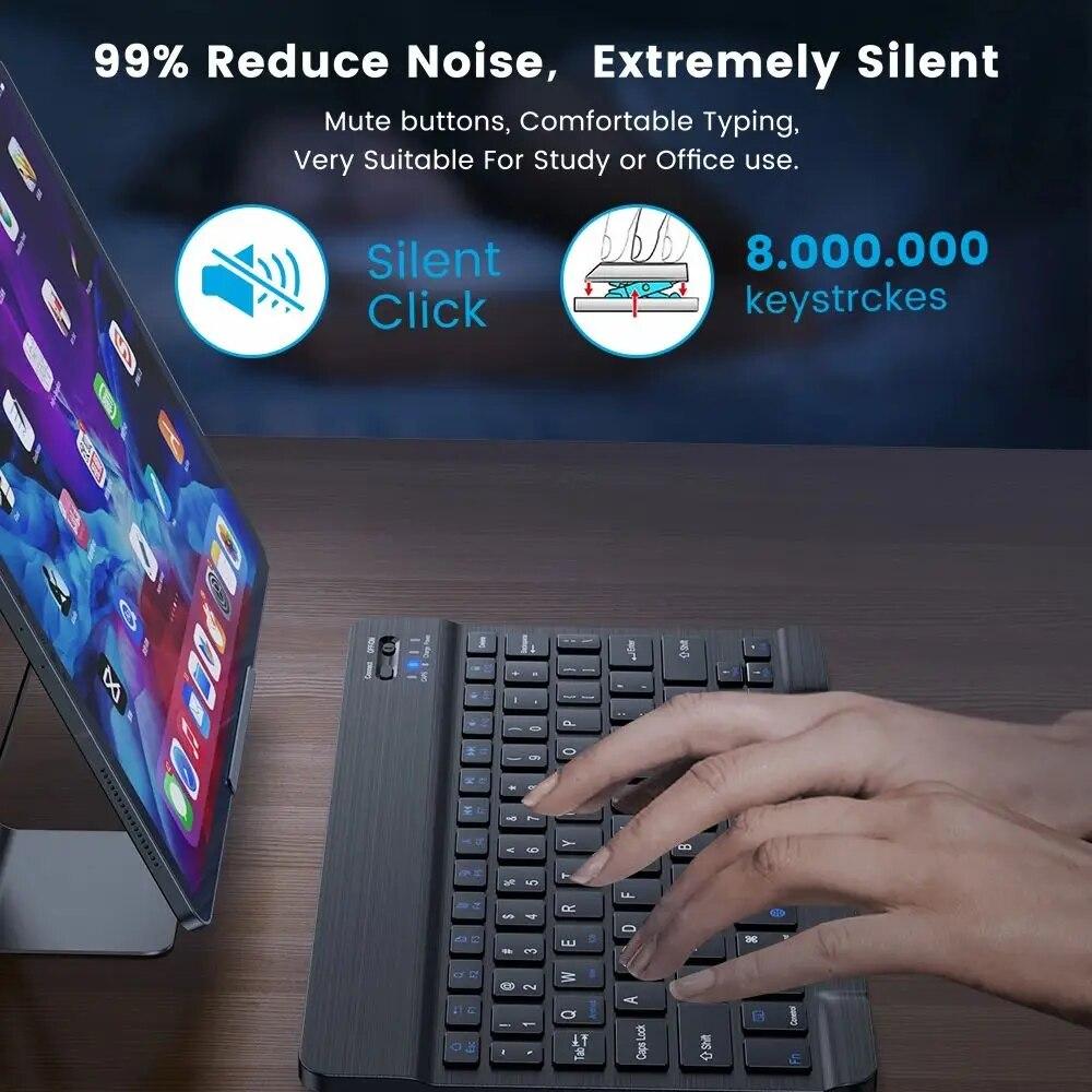Мини-клавиатура с 78 клавишами и беспроводной связью Bluetooth для ПК, iPad, планшетов Samsung и Lenovo — компактная и портативная для игр и повседневного использования