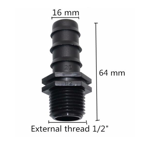 1/2", 3/4" Наружная резьба Прямой соединитель Сельскохозяйственные и ирригационные соединения к DN16 DN20 Садовый шланг Пластик 5 шт.