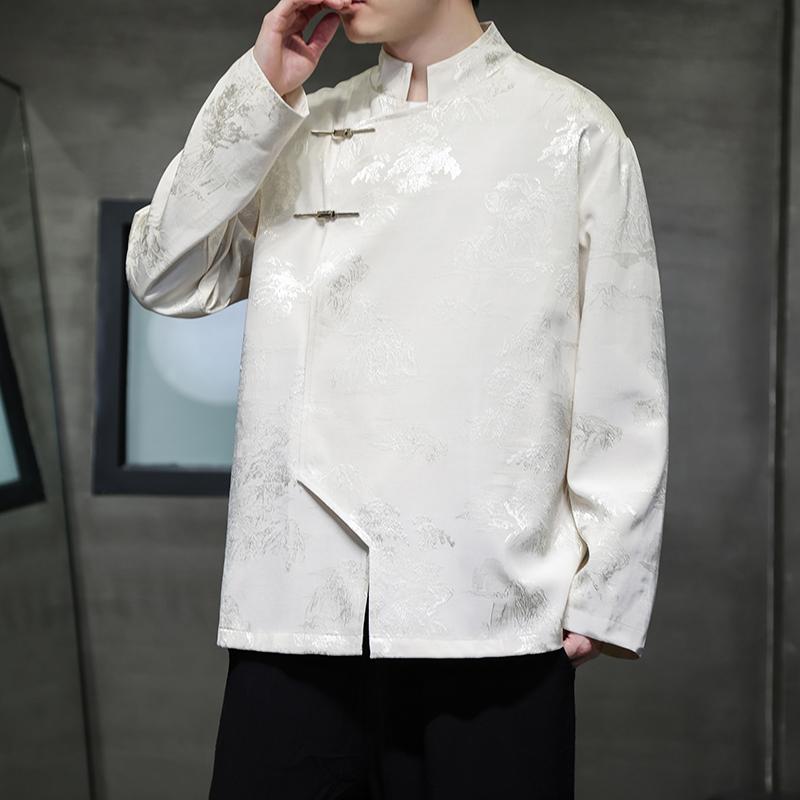 Куртка в китайском стиле с воротником-стойкой, форма для тай-чи, ханьфу, кунг-фу, традиционная винтажная куртка ханьфу, мужской халат в стиле ретро, костюм тан