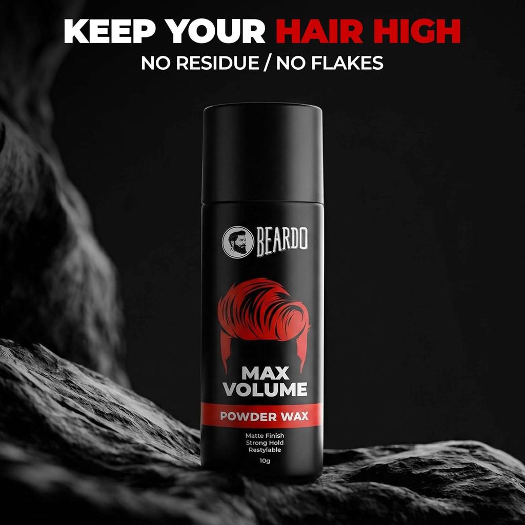 Beardo Max Volume Powder Wax 10 Gm Matte Finish Strong Hold Restylable Hair Styling Powder For Men Natural Texture