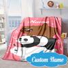 Custom Name Brown Bear Heart Love  Blanket bed sofa Blanket Flannel Blanket for Camping, Hiking, Picnic Essentials,gift for Fan family