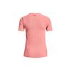 Under Armour Rush Series Solid Color Round Neck Short Sleeve T-Shirt Women Tops Victoria-Pink 1373929-603