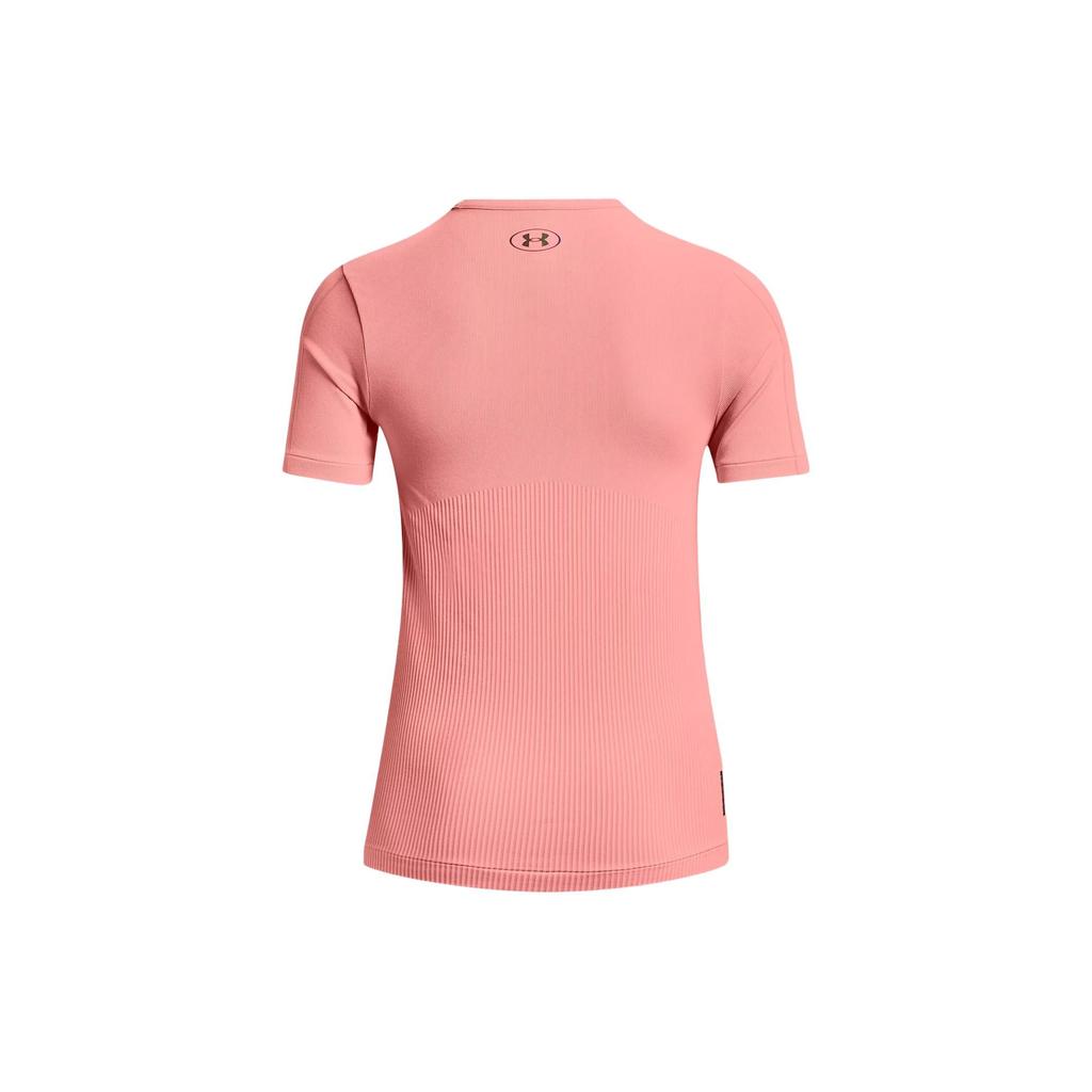 Under Armour Rush Series Solid Color Round Neck Short Sleeve T-Shirt Women Tops Victoria-Pink 1373929-603