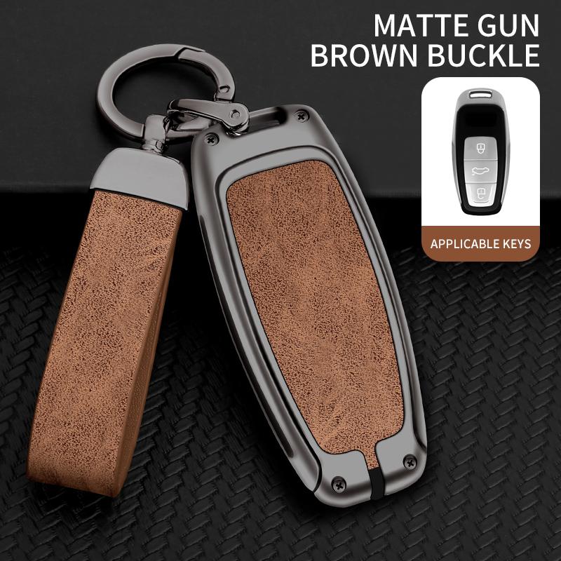 Чехол для автомобильного ключа из цинкового сплава и кожи, защитная оболочка для A3 A4 A5 A7 A6 C8 Q8 Q7 Q5 Q4 Q3 E-tron, аксессуары для автомобильного ключа