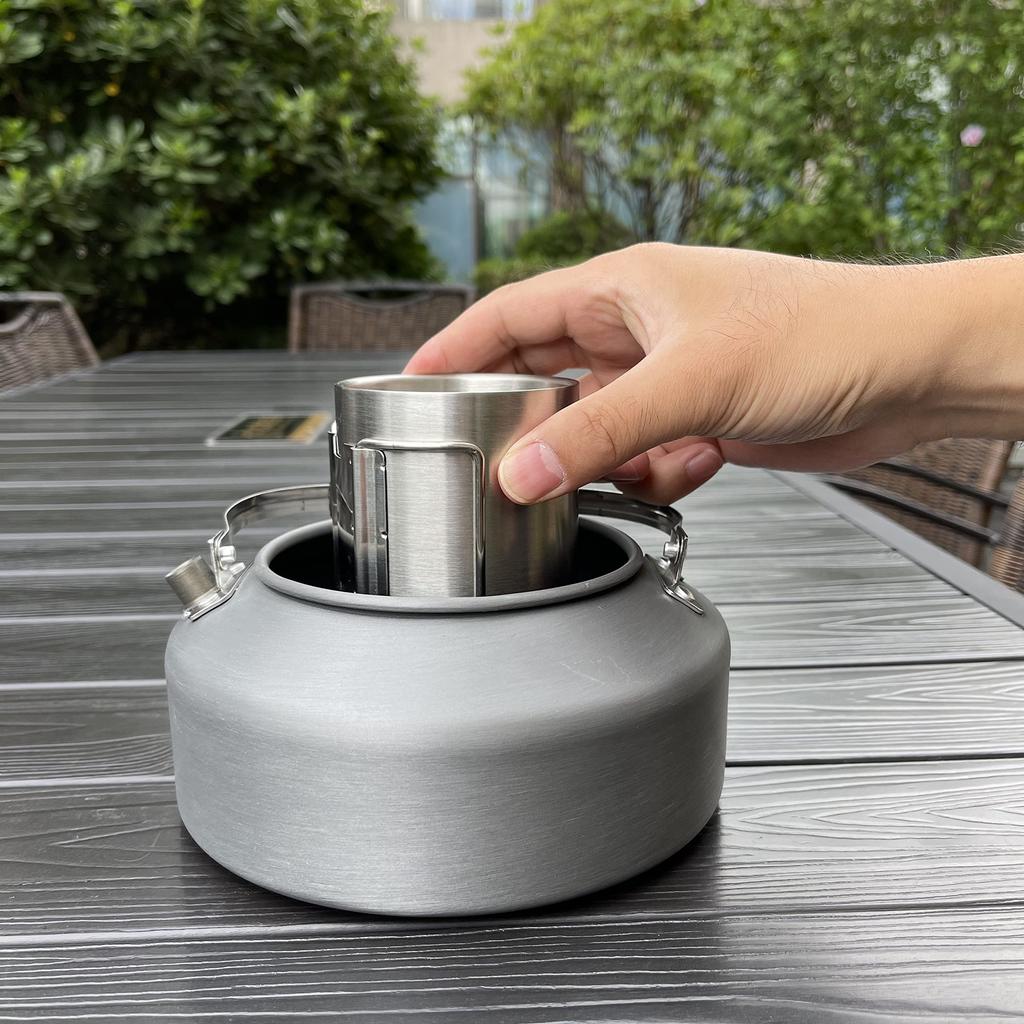 Простая походная чашка для кофе с двойными стенками из нержавеющей стали, складная дорожная ручка, походная серебряная кружка, чашка, чашка, 400 мл,