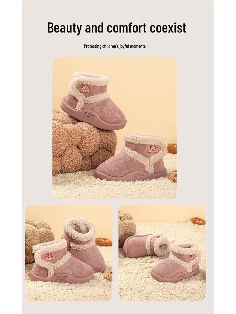 Paw Patrol Plush-Lined Kids' Slip-On Shoes: Autumn/Winter 2025, Round Toe, Lightweight, Chinese Style