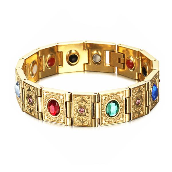 Браслет из нержавеющей стали с магнитной терапией, браслет с кристаллами и камнями, продукт для похудения