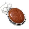 Красный солнечный камень драгоценный камень ручная работа 925 стерлингового серебра ювелирное изделие кулон 2.17" B8t29
