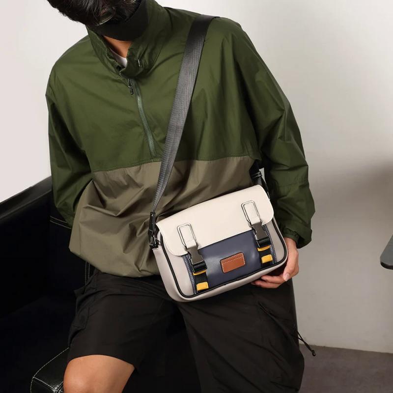 2024 Men's New Stitching Color Trend Small Square Bag Fashion Casual Large Capacity Crossbody Bag Man's Aesthetic Sling Shoulder