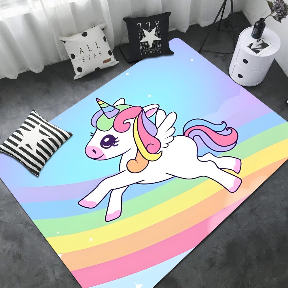 Cartoon Unicorn Animal Bathroom Mat Kids Room Bedroom Decoration Balcony Anti-Slip Doormat Living Room Bedside Area Rugs