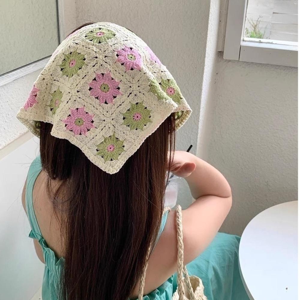 Little Daisy Headscarf Hat Multicolor Triangular Turban Scarf for Spring Summer Outdoor