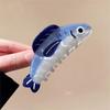 Hip-Hop Blue & White Fish-Shaped Hair Claw Clip - Large Oval Shark Sardinia-Inspired Design with Realistic Eyes, Hair Accessory