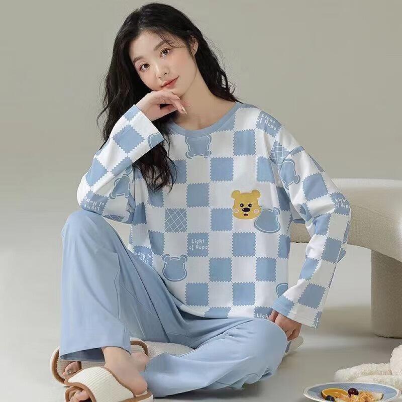 Весенняя и осенняя пижама женская с длинными рукавами с милым рисунком можно носить вне колледжа домашняя одежда женская мягкая пижама