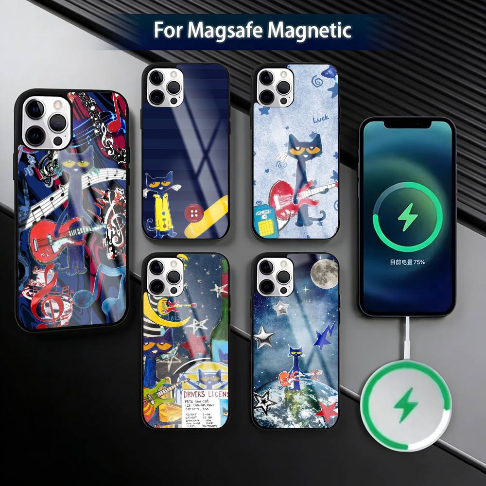 Pete-S Cat C-Cute Pattern Phone Case For iPhone17,16,15,14,13,12,11 Plus,Pro Magnetic with Magsafe Wireless Charging