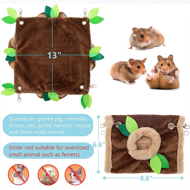 2pcs/set Plush Hanging Hammock Tunnel Hideout Warm Double-layer Pet Sleeping Bag Supplies