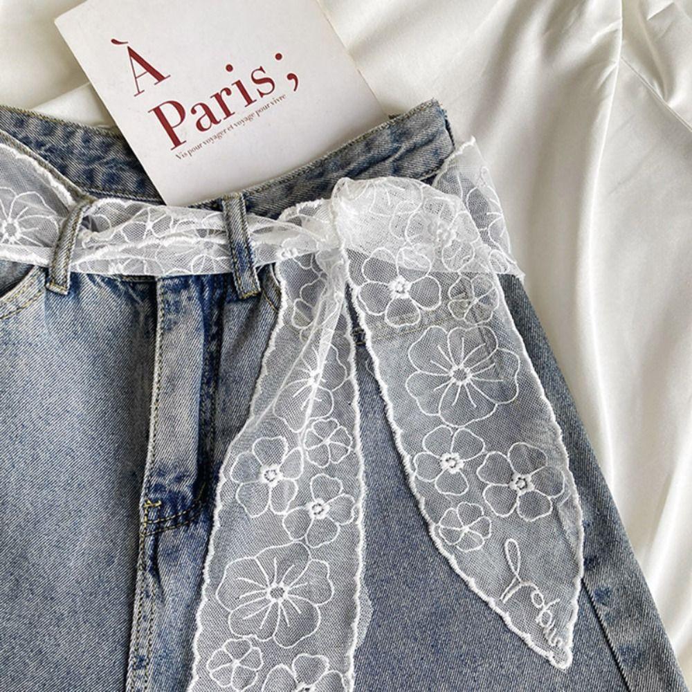 Sweet Gauze Waist Belt Y2k Dress Jeans Belt Ins Lace Waistband Spicy Girls