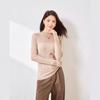 Early Autumn New Micro-transparent Thin Semi-turtleneck Knitted Sweater Silk Wool Blended Bottom with Long-sleeved Top