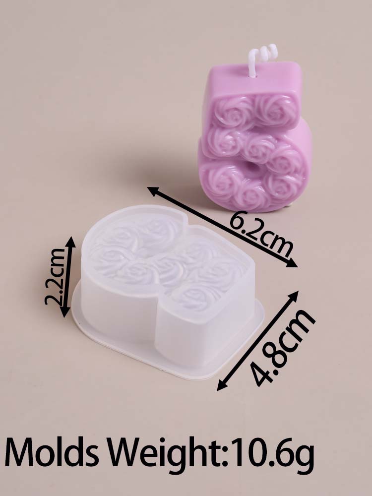 DIY Роза Цифра Свеча-Украшение на День Рождения Силиконовая Форма Ручная Работа Ароматические Свечи Материалы для Изготовления Гипсовые Поделки Формы для Заливки Подарки