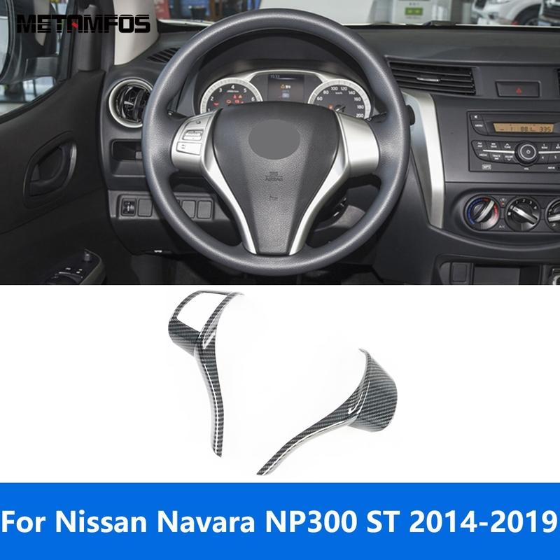 Steering Wheel Cover Molding Trim For Nissan Navara NP300 ST 2014-2018 Carbon Fiber Frame Sticker Accessories Car Styling
