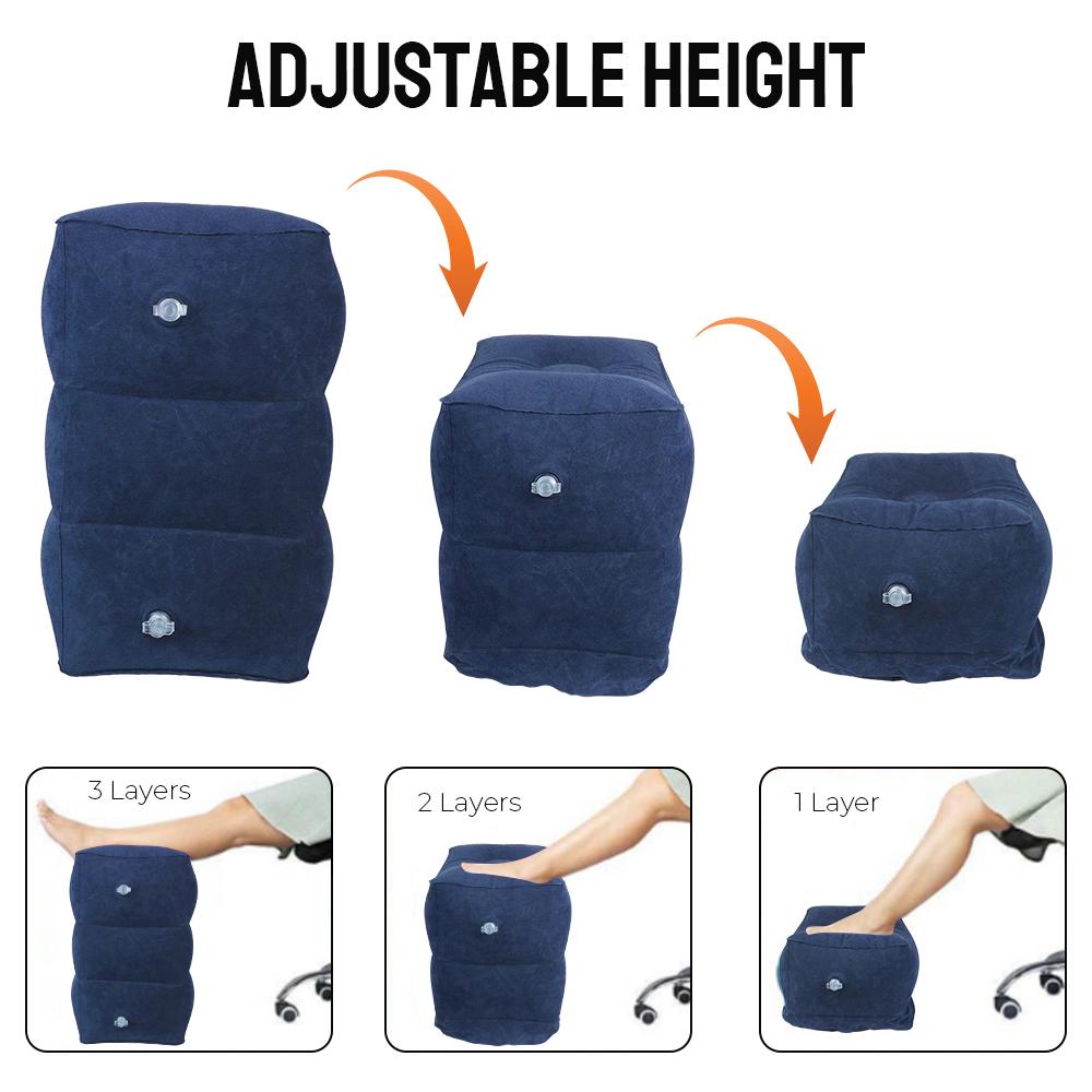 Footrest Pillow Travel Foot Rest Pillows Foot Pad PVC On Airplane Car Bus Inflatable Adjustable High 3 Layers