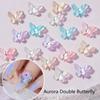 40 шт./пакет, двухслойные украшения для ногтей с бабочками, стразы из смолы для дизайна ногтей для 3D маникюра, модные инструменты для маникюра «сделай сам»