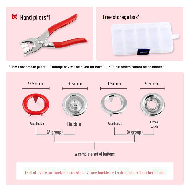 Инструмент для установки металлических пряжек с пятью лапками, отпрессованных вручную, для детской одежды и рубашек