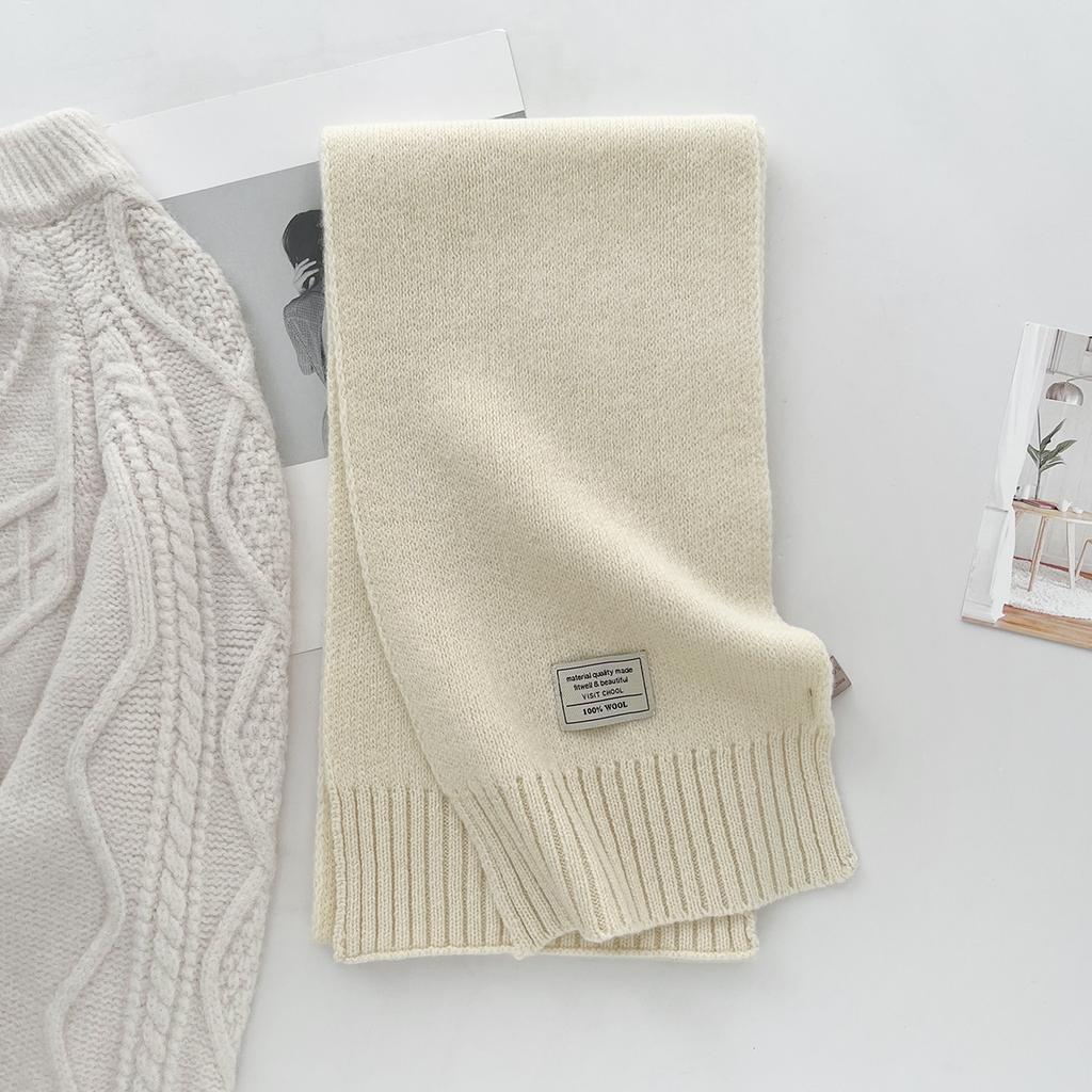 100% Wool Scarf Winter New Solid Color Warm Women's Scarf Fashion Versatile Knitted Scarf for Men and Women