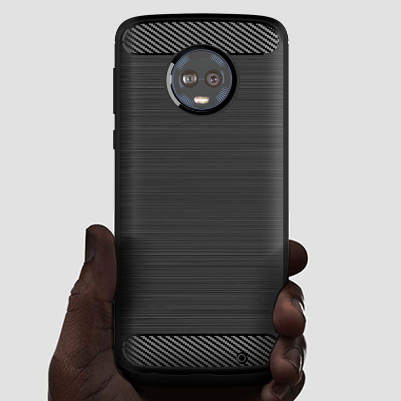 Ударопрочный чехол из углеродного волокна для Moto G6 Plus G6+ Матовая текстура резиновый силиконовый чехол для moto g6 plus g6+ Мягкий чехол для телефона