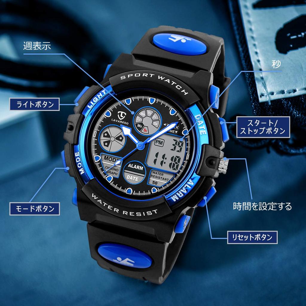 Часы для мальчиков, спортивные часы для активного отдыха, многофункциональные, водонепроницаемые, с оповещением, датой, днем, двойное время, светодиодный аналоговый дисплей, для девочек и мальчиков, цифровые часы для детей