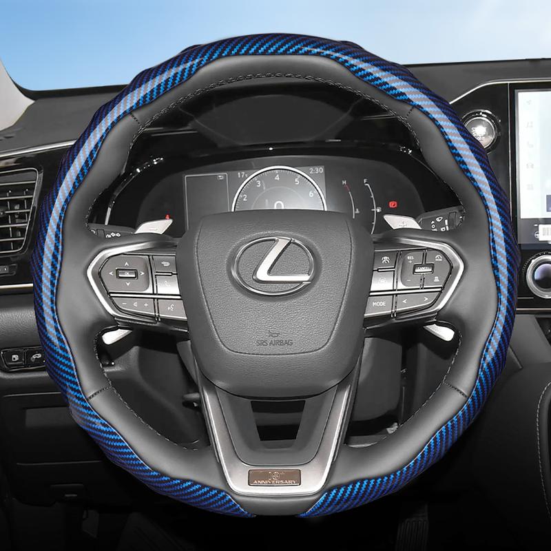 Suitable for Lexus Carbon Fiber Texture Steering Wheel Cover with Snap-On Wave-Shaped Sports Design to Protect Models Such as Rx, Nx, Es, Gx, Lx, Is,