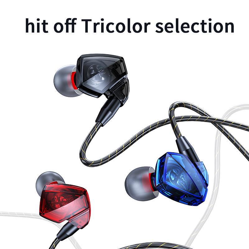 Стерео наушники внутриушные с усиленным проводом и встроенным микрофоном