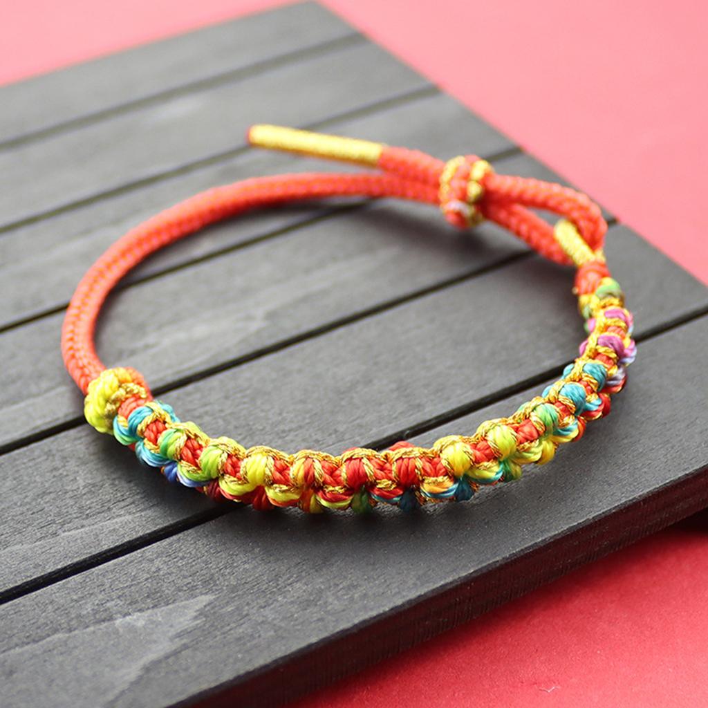 Сплетенный вручную браслет с персиковым цветком, талисман на удачу, хлопковая нить, цепочка на руку, традиционное ремесло