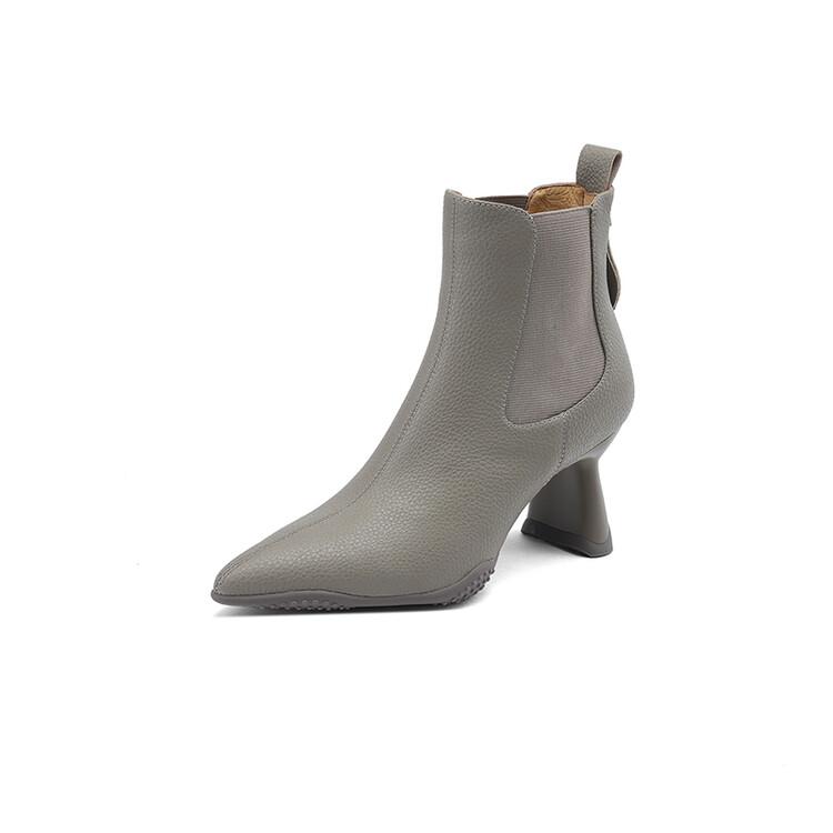 Модные Новые Осенне-Зимние Женские Ботинки Кожаные Короткие Ботинки Модные Ботинки с Острым Носком для Женщин Высокие Каблуки Женская Обувь Ботинки Челси