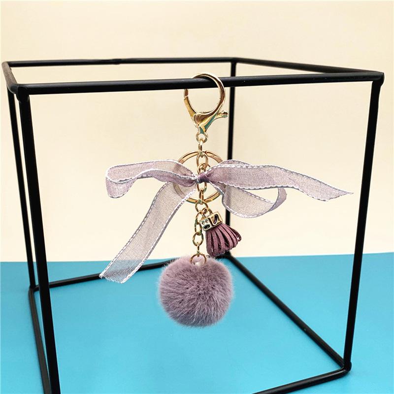 1 шт. брелок с бантом и мультяшным узлом, милый плюшевый роскошный брелок, пушистый шарик, сумка, декор
