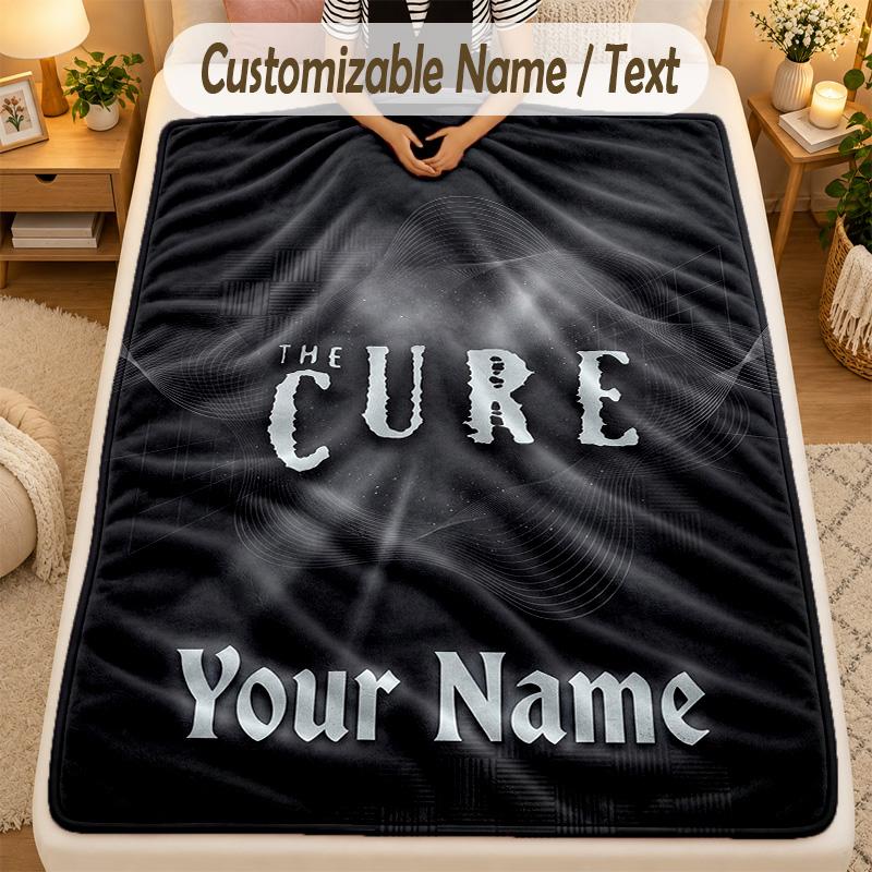 Flannel BlanketThe Cure Custom Name Text Personalized Soft Warm Throw Blanket Home Decor Gift