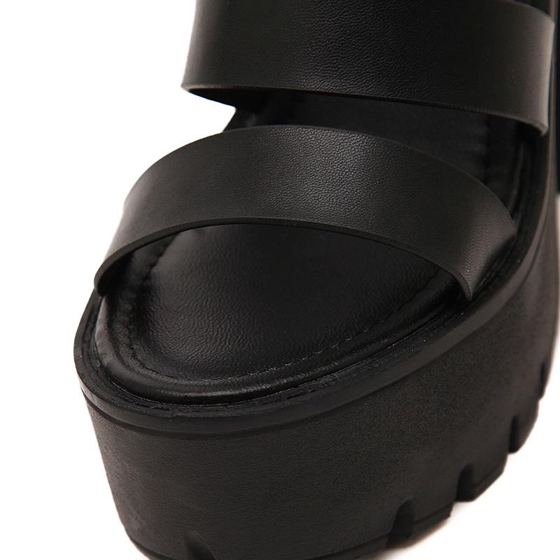 Plus Size 41 42 Summer Shoes Women White Open Toe Button Belt Thick Heel Wedges Platform Shoes Fashionable Casual Sandals Female Footwear