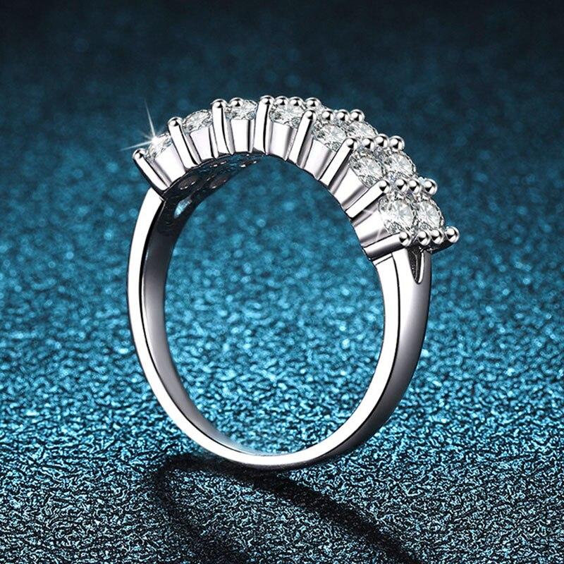 Женские кольца с муассанитом 1,4 карата, обручальное кольцо со сверкающими бриллиантами, стерлинговое серебро S925, ювелирные изделия с белым покрытием