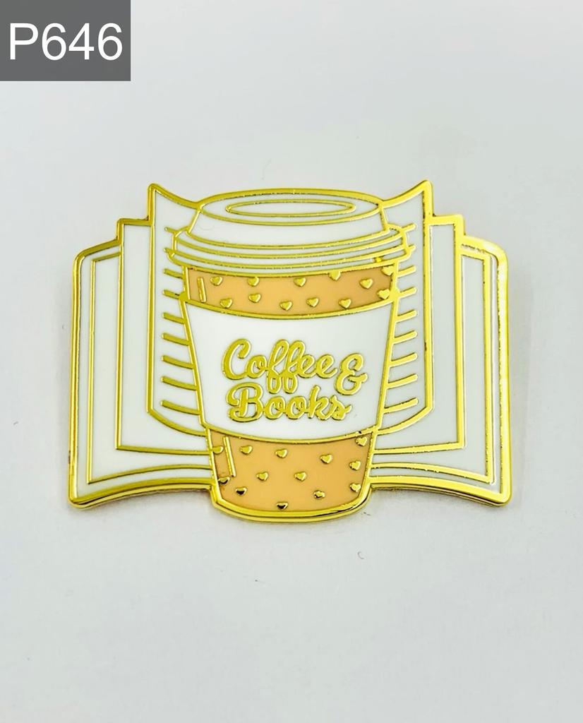 New Enamel Pin Book Love Coffee Bookworm Saying Metal Pin Gift Birthday 1 Piece