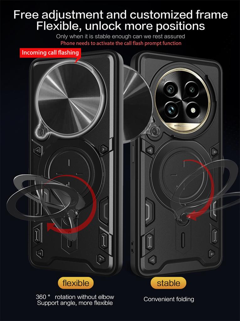 Ударопрочный бронированный чехол для Realme 13 Pro Plus с защитой камеры-слайдером Funda Realmi 12 Pro + Plus Realme12 5G с держателем-кольцом