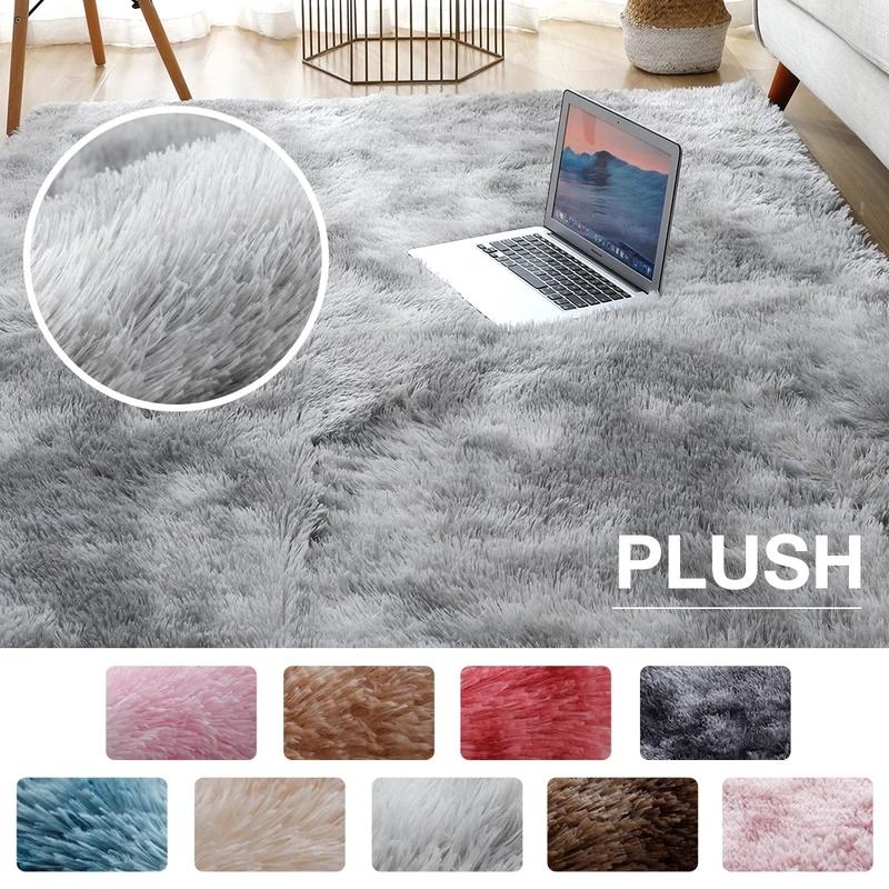 Plush Carpet Suitable For Living Room White Soft Fluffy Carpets Bedroom Bathroom Non-slip Thicken Floor Mat Teen Room Decoration