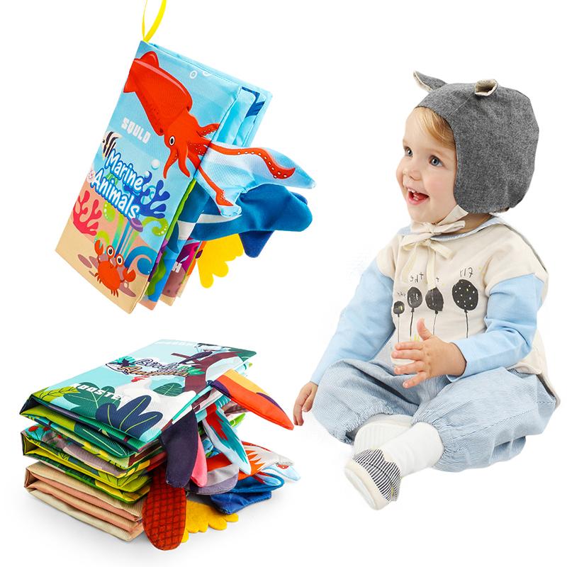 Touch and Feel Crinkle Book for 0+ Months Early Development Interactive Soft Toy for Baby Strollers