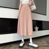 Юбки для женщин, модная элегантная эластичная базовая плиссированная юбка с высокой талией, однотонная повседневная летняя миди-юбка трапециевидной формы
