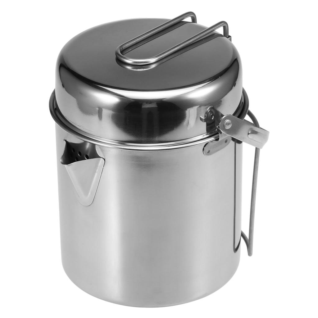 1L Stainless Steel Cooking Kettle Portable Outdoor Camping Backpacking Pot