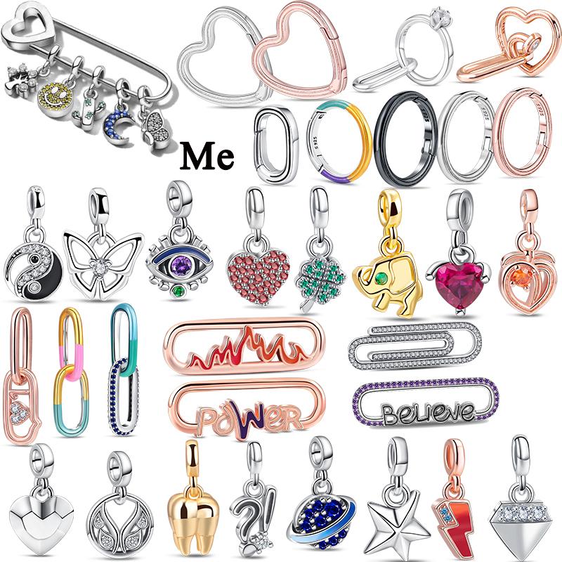 Стерлингового Серебра 925 пробы, мини-подвески серии Me, бусины, подходят для оригинального двойного звена, DIY браслет, женские подвески, ювелирные изделия