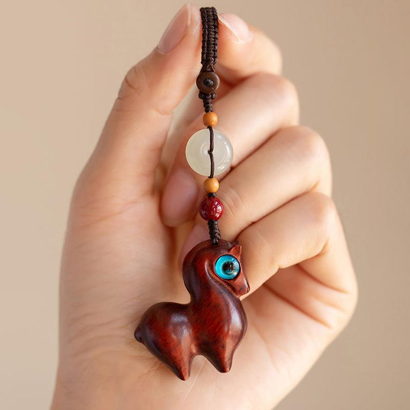 1 шт. Подвеска в виде лошади Изысканная подвеска для мобильного телефона Милый автомобильный брелок Новогодний подарок Нефритовая пряжка Деревянная подвеска