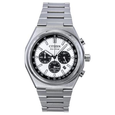 Мужские часы Zenshin Chronograph Super Titanium Silver Dial Eco-Drive CA4610-85A 100M