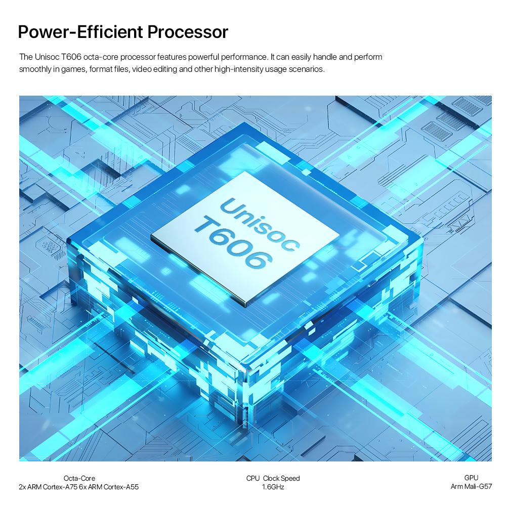 UMIDIGI Планшет G5 Tab, Android 13, 8 ГБ(4+4ГБ) ОЗУ, 128 ГБ ПЗУ, Аккумулятор 6000 мАч, Unisoc T606, 10,1” HD+ Дисплей Full View, 13 МП Основная камера Дешевый планшет