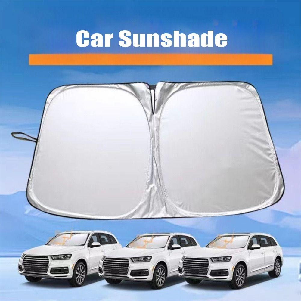 Titanium Silver Car Folding Sun Shade with Storage Bag Car Front Window Sunshade Parking
