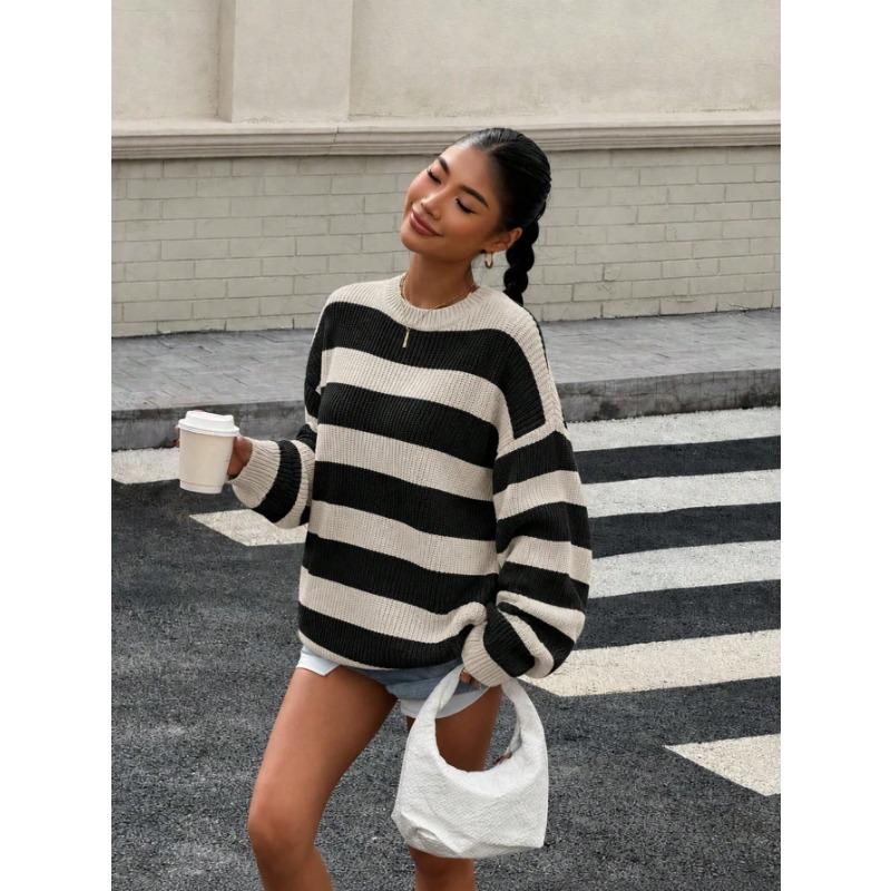 Women S Loose Striped Knit Y2k Style Sweater For Autumn Winter