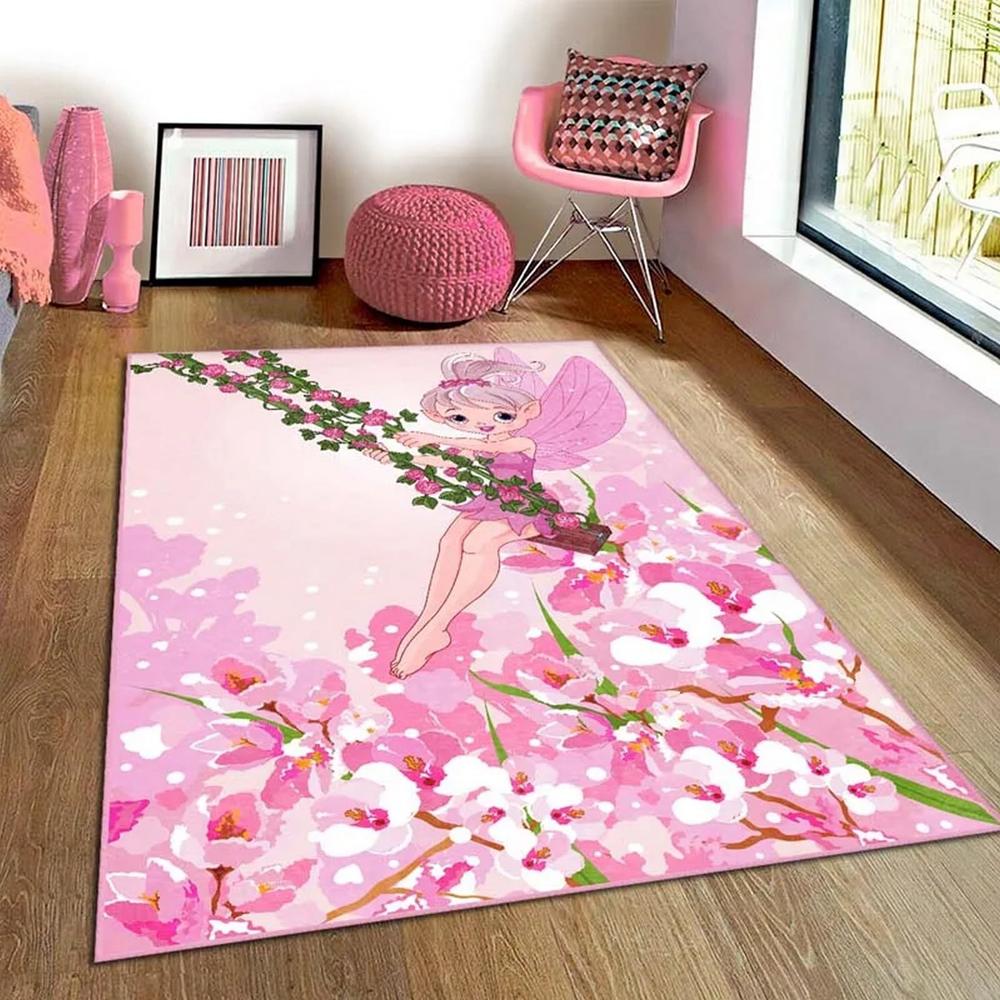 Moon Star Butterfly Print Area Rug Flannel Washable Floor Mat for Girls Bedroom Nursery Living Room Aesthetic Themed Home Decor